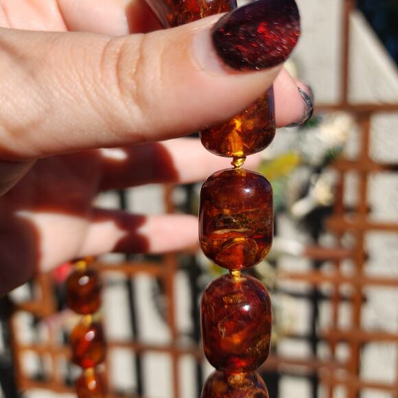 Vtg Baltic Amber Necklace Cognac Natural Inclusions Graduated Bead 28" 104 Grams - Picture 13 of 15